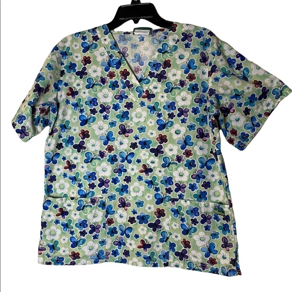 UA Scrubs Blue / Green Size Medium Womens Scrub Top